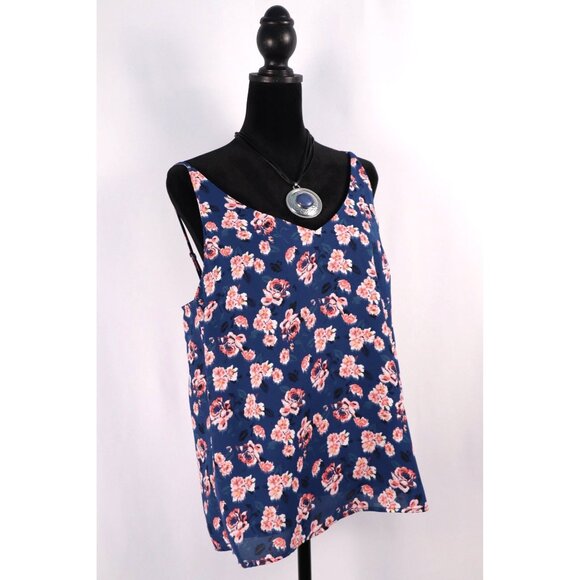 Banana Republic Blouse Floral Navy Sleeveless‎ with Adjustable Straps - Size M - Picture 1 of 10